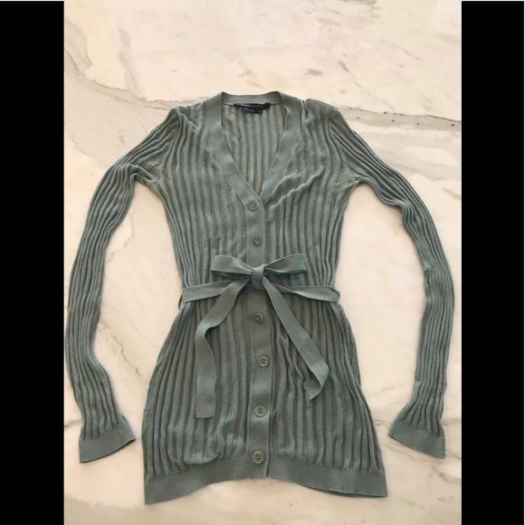 BCBG SAGE GREEN LIGHT WEIGHT BELTED CARDIGAN XS - Picture 3 of 13
